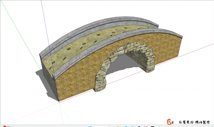 欧式古典风格多材料拱桥su模型_图1
