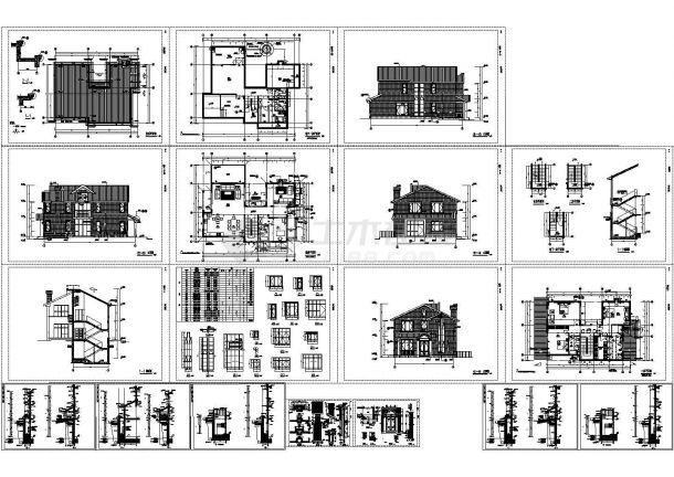 京龙花园欧式别墅某户型装修设计CAD全套图纸-图一