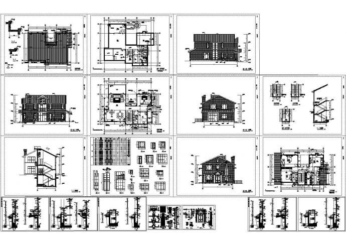 京龙花园欧式别墅某户型装修设计CAD全套图纸_图1