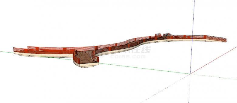 欧洲古典超长X型木质平桥su模型-图一