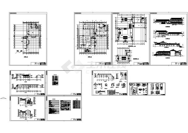 某地两层砖混结构仿古住宅建筑设计施工图纸(CAD，9张图纸)-图二