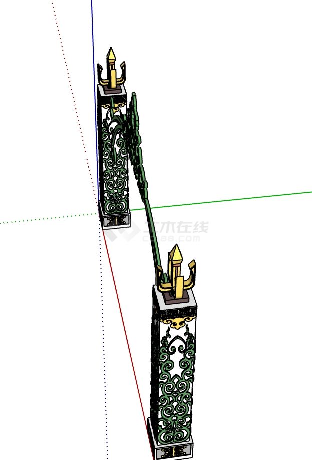 简欧风格景区大门入口SU模型-图一