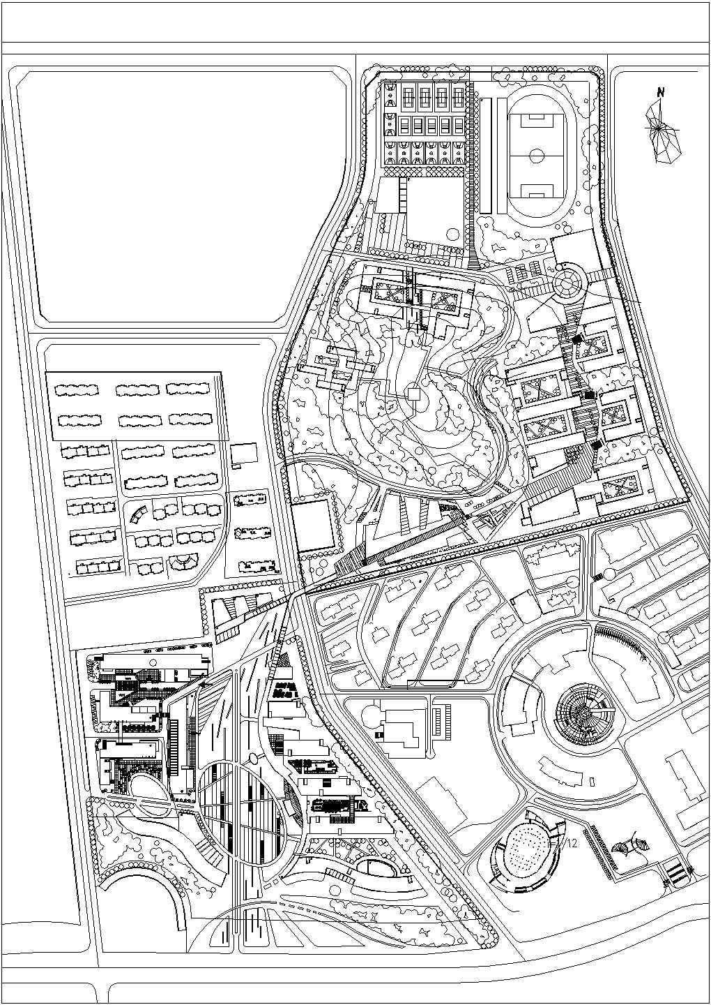 某总平面环境校园规划与建筑单体设计CAD完整节点图