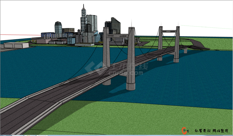 大型跨江跨河悬索桥的SU模型-图一
