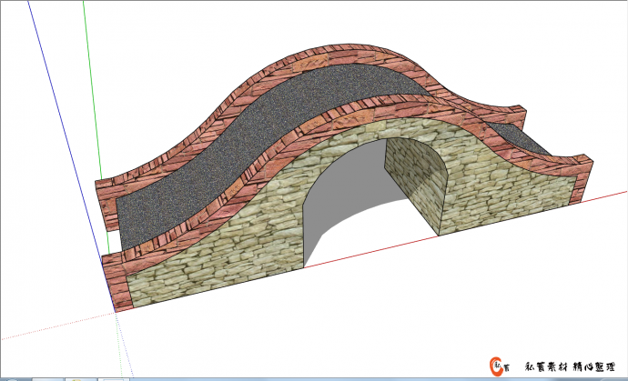 独特观光石拱桥的SU模型_图1