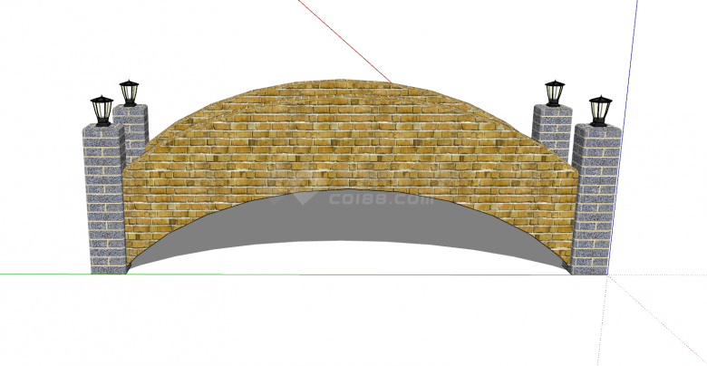 北欧小型景观拱桥su模型-图二