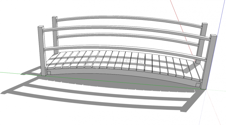 日式木制简易景观拱桥su模型-图二