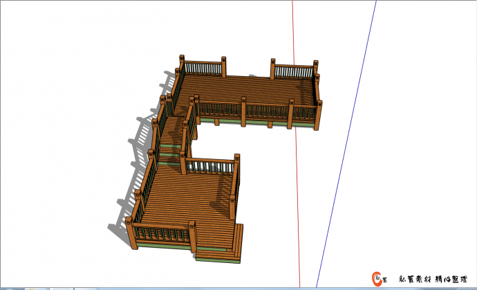 景区观光木桥拱桥的SU模型_图1