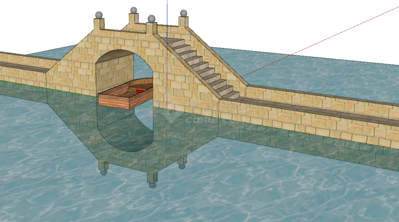 横跨水面复古的拱桥 su模型-图二