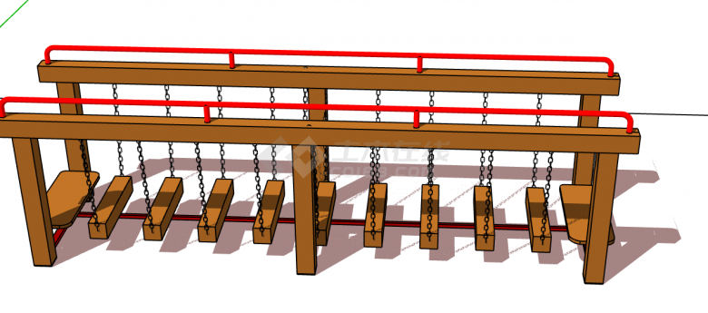 小型吊梯式公园桥梁su模型-图一