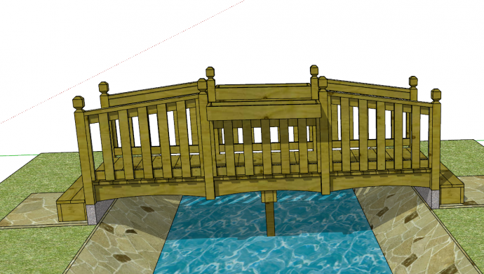 中式风格小院景观木制桥梁su模型_图1