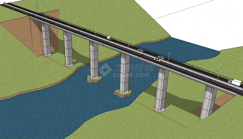 现代化大型砼制跨山跨河桥梁su模型-图二