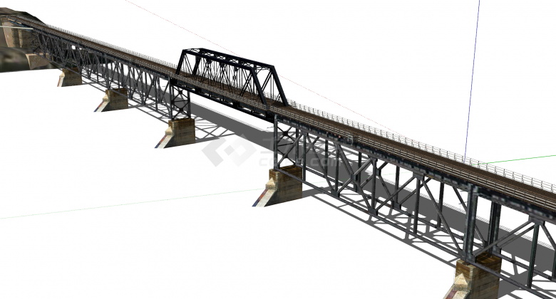 后现代化跨越山体大型铁路桥梁su模型-图二