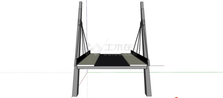 拼接部分斜拉桥桥体su模型-图二