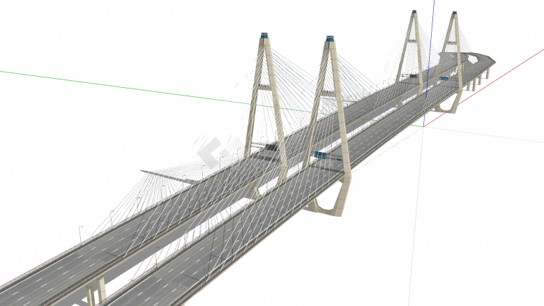 现代化砼制跨江大型悬索桥梁su模型-图二