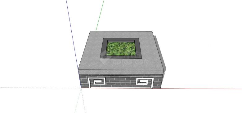 嵌入式房顶方形树池su模型-图一