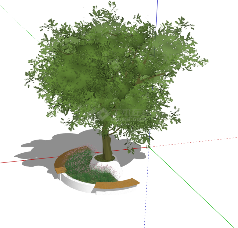 半圆形全新树池座椅su模型-图一