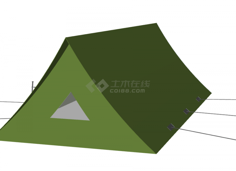 小型传统军绿色帐篷su模型-图二