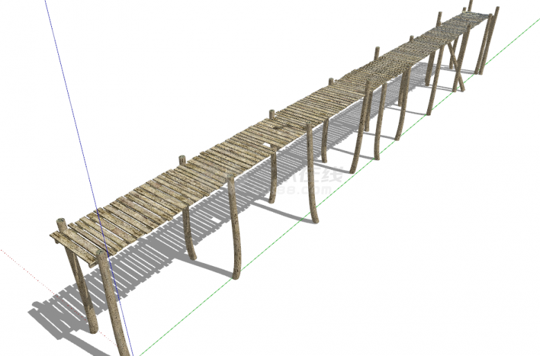 欧式古典木质简陋型直通桥梁su模型-图二