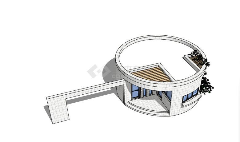 圆形建筑高校大门入口设计su模型-图二