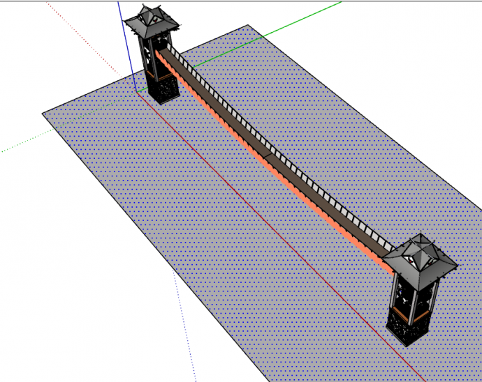 设计新颖景区悬索桥的SU模型_图1