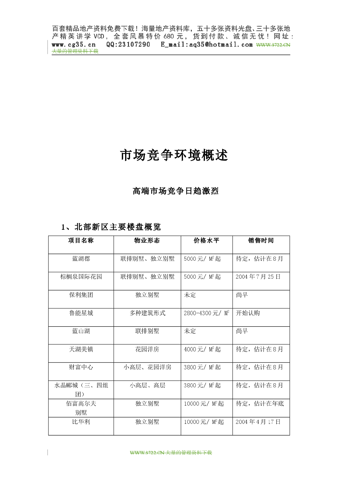 重庆奥林匹克花园项目市场调研报告-图二