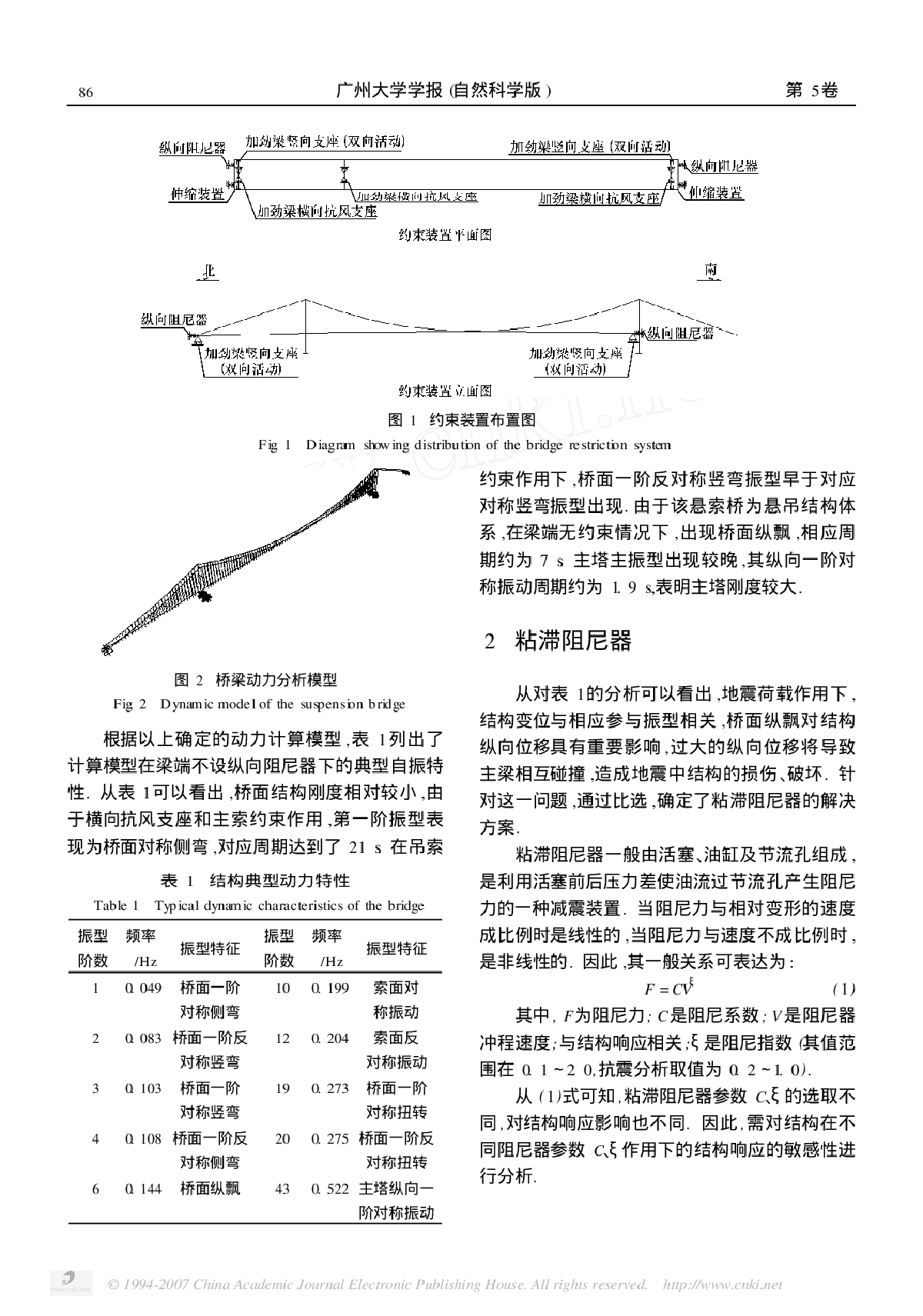 粘滞阻尼器参数对悬索桥抗震性能影响研究-图二