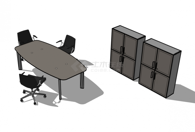 小型简易式办公会议桌椅su模型-图二