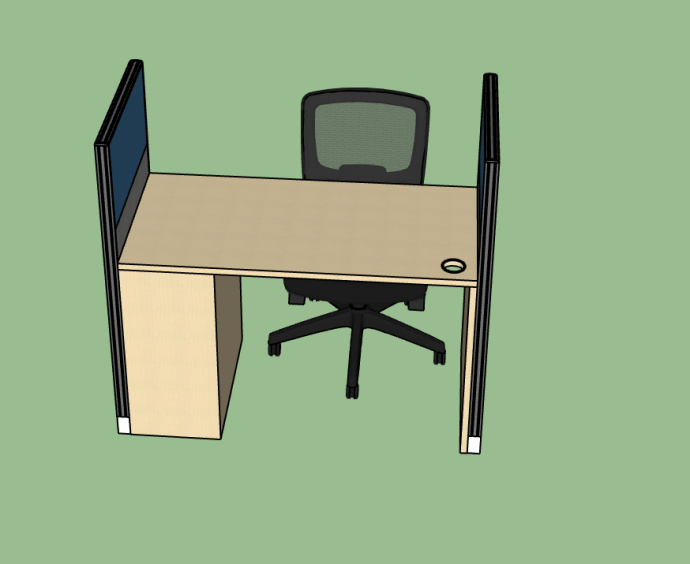 单人办公家用简易桌su模型_图1