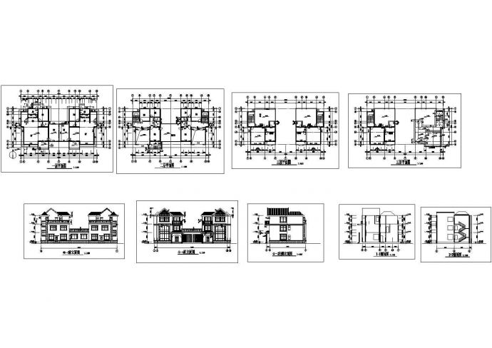 某三层框架结构新古典风格乡村别墅设计cad全套建筑施工图（含结构设计，含效果图）_图1
