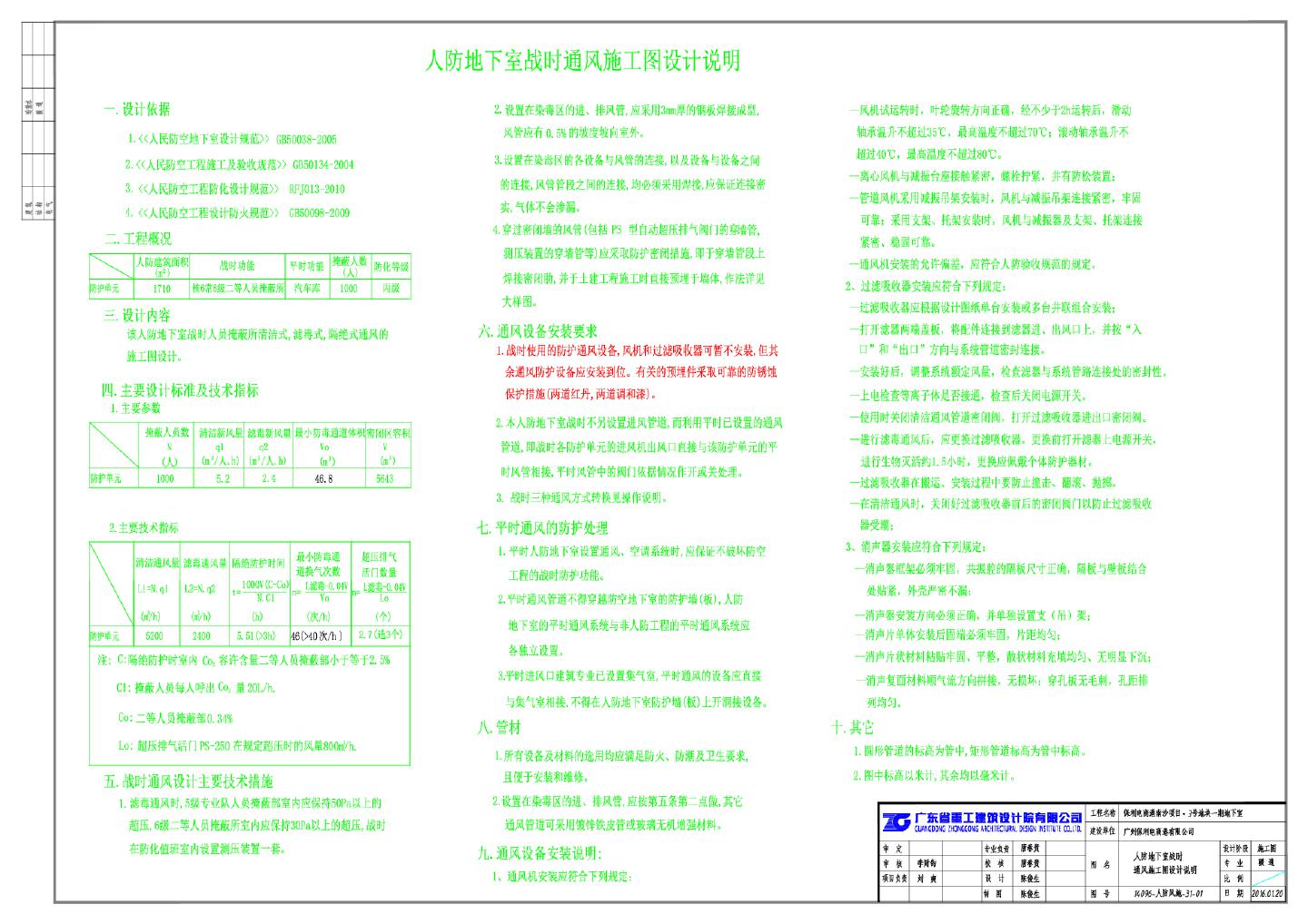 地块地下室人防暖通施工图CAD