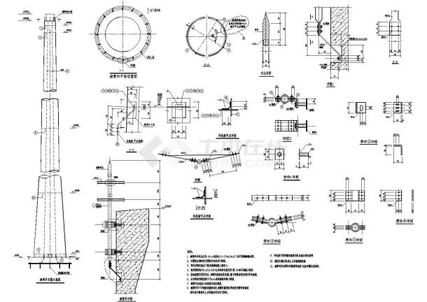 钢烟囱避雷针设计CAD套图-图二