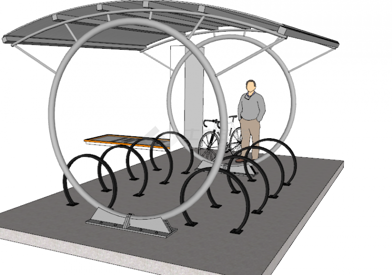 OASIS简约自行车停车站su模型-图一