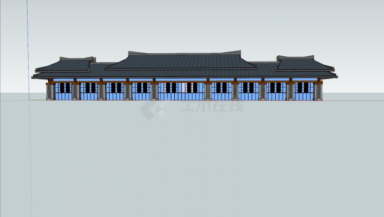中式复古从江火车站su模型-图一