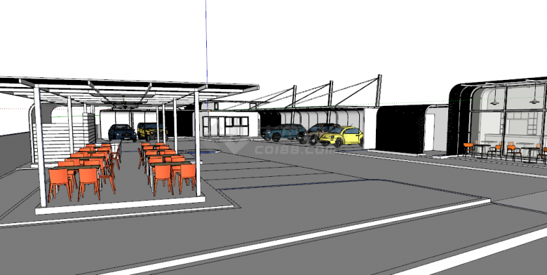 现代简约的小型停车场su模型-图二