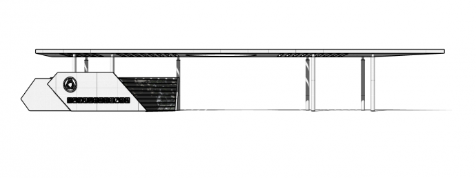 纯白钢结构中型现代大门入口su模型_图1