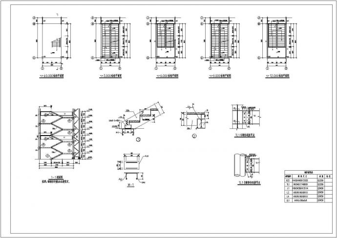 [苏州]三层钢管桁架框架结构钢楼梯节点构造详图_图1