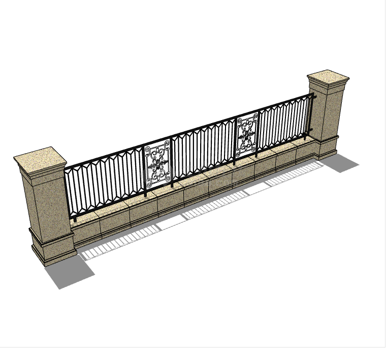现代经典公园围栏欧式围墙su模型-图二