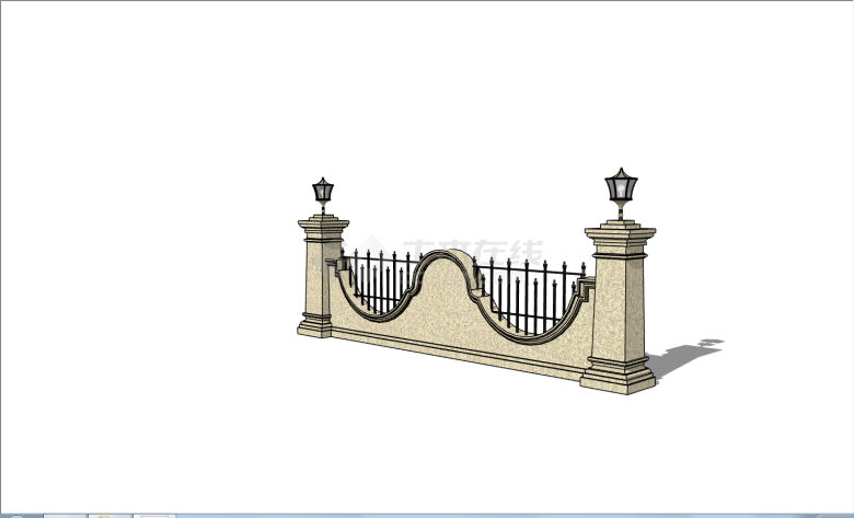 一体式欧式防护围墙的SU模型-图二