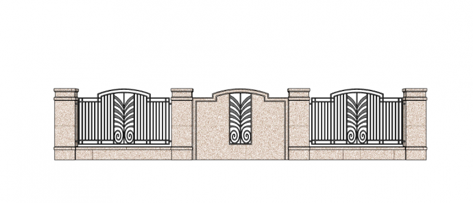 欧式古典柱状围墙su模型_图1