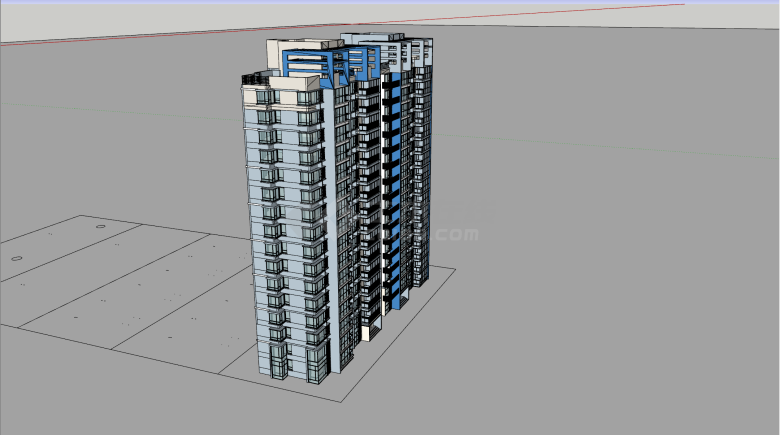 高楼层小区建筑户型su模型-图二