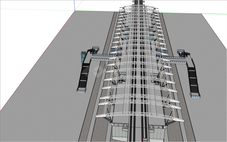 多层现代风格花桥站su模型-图二