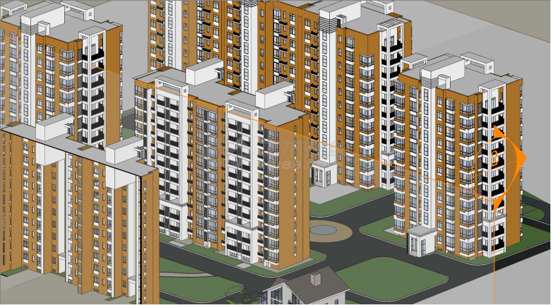 小高层住宅楼的规划su模型-图二