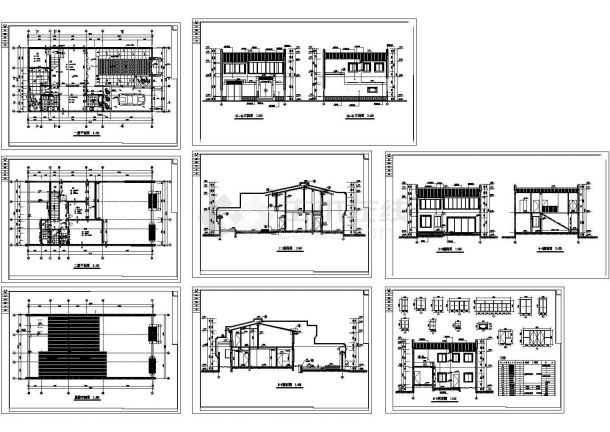 现代式双层四合院建筑设计CAD施工图-图一