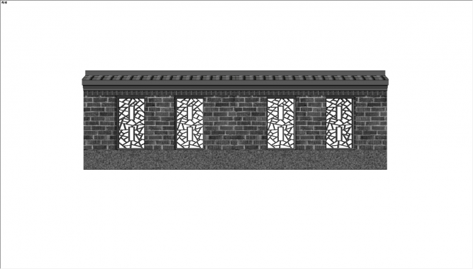 古典风建筑新中式围墙su模型_图1