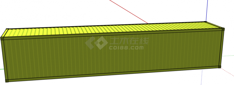 荧光绿色单体简易集装箱su模型-图二
