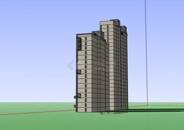 白色现代住宅建筑户型SU模型-图二