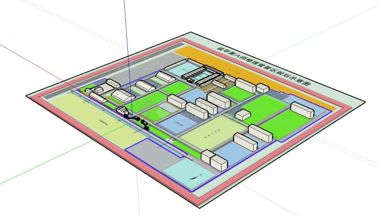 营区规划示意图大门su模型-图一