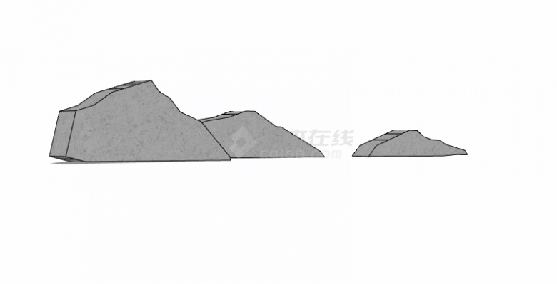 灰色较矮的假山置石su模型-图二
