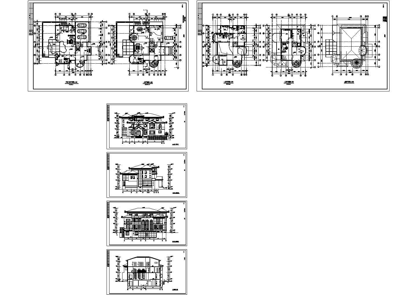 三层独栋别墅占地面积267.671平方米CAD设计图纸